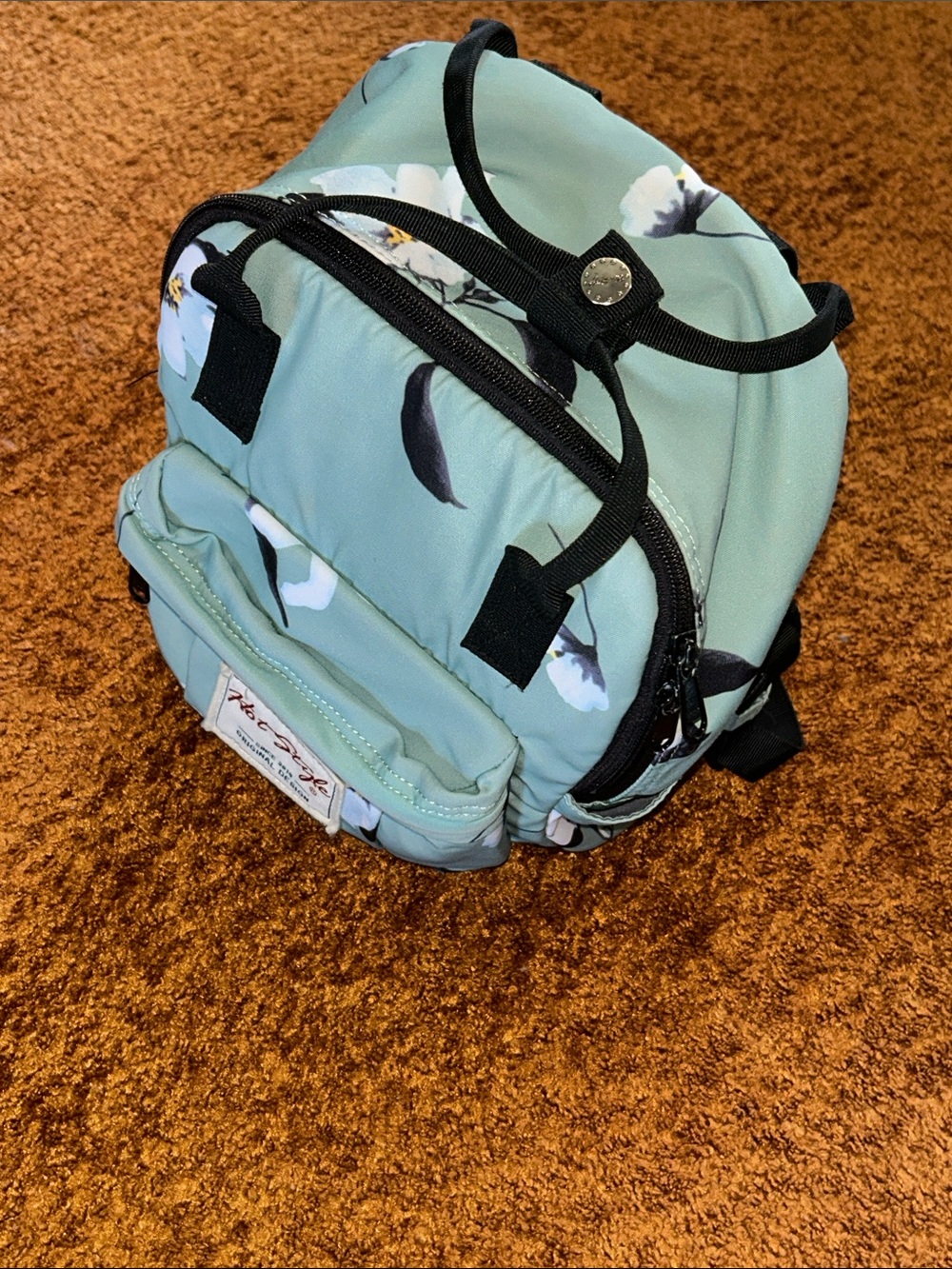 Mint Floral Mini Backpack for Women